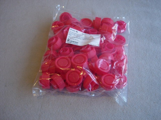 Sarstedt 65679002 Screw Cap for 30 mm Mailing Container, Red, 250/Case