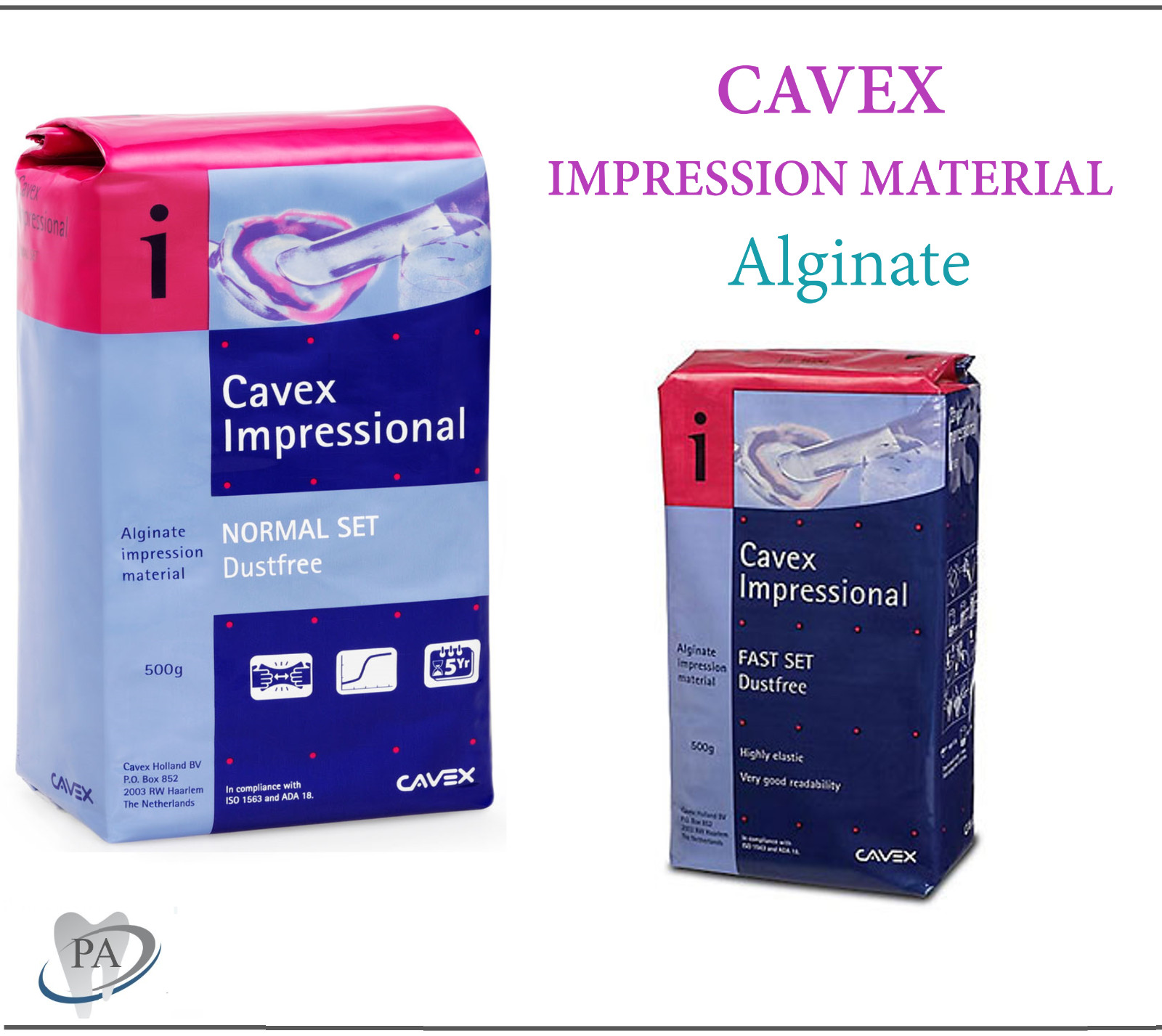 5/Pack – Dental CAVEX IMPRESSION MATERIAL Alginate, Regular Set, Dust-free, 500g