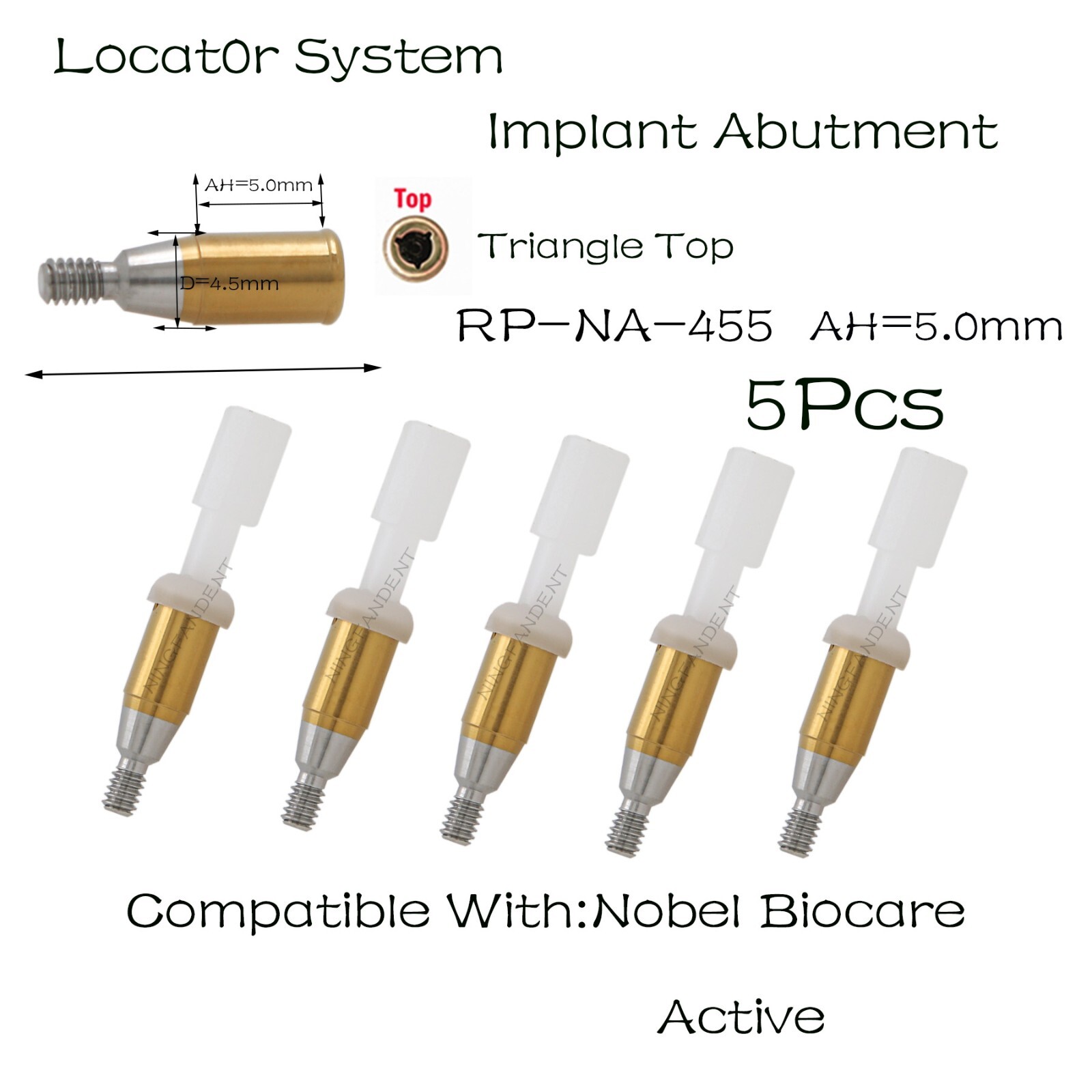 Nobel Biocare Active RP Locator Abutments For 1-5mm GH Conical Connection Ø4.3mm