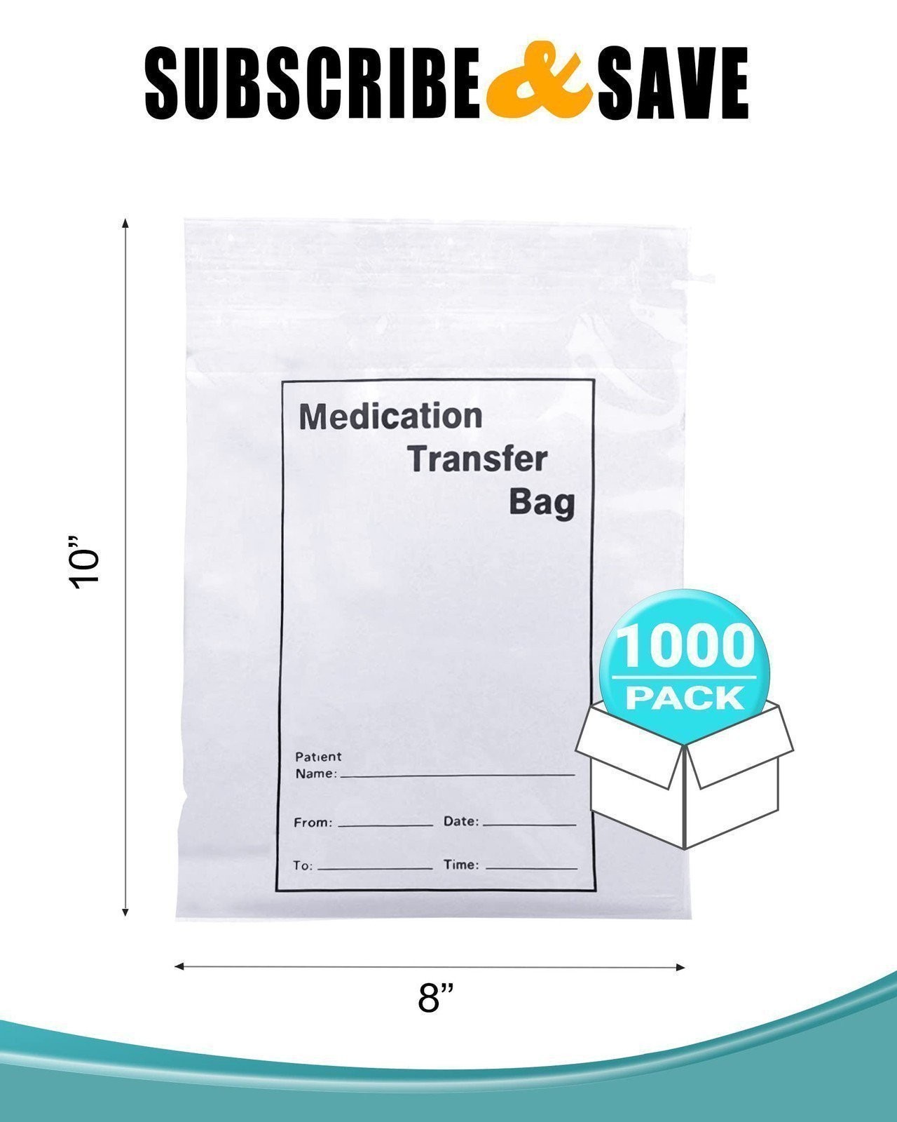 1000 Medication Transfer Bags Clear 8 x 10 Low Density