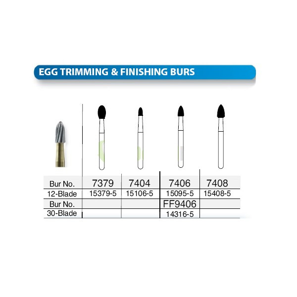 Beaver Dental Trim & Finish EGG Shape Carbide Burs FG for High Speed Handpiece