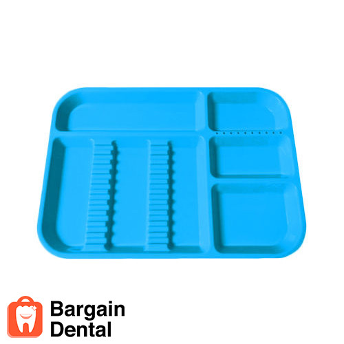 Plasdent Dental Instrument Divided Setup Trays Size B Neon Blue 10/Pack