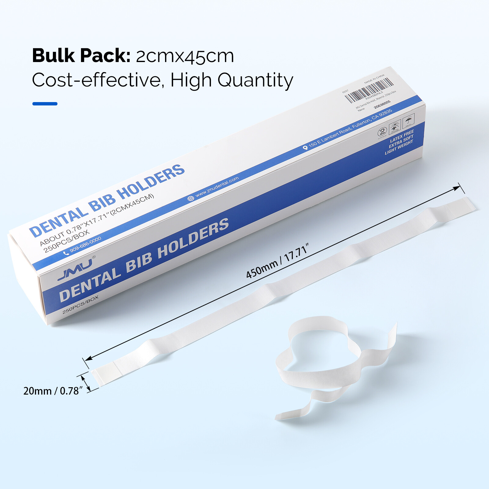 JMU 250 Disposable Dental Bib Holders Straps Extra Soft Self Adhesive Straps
