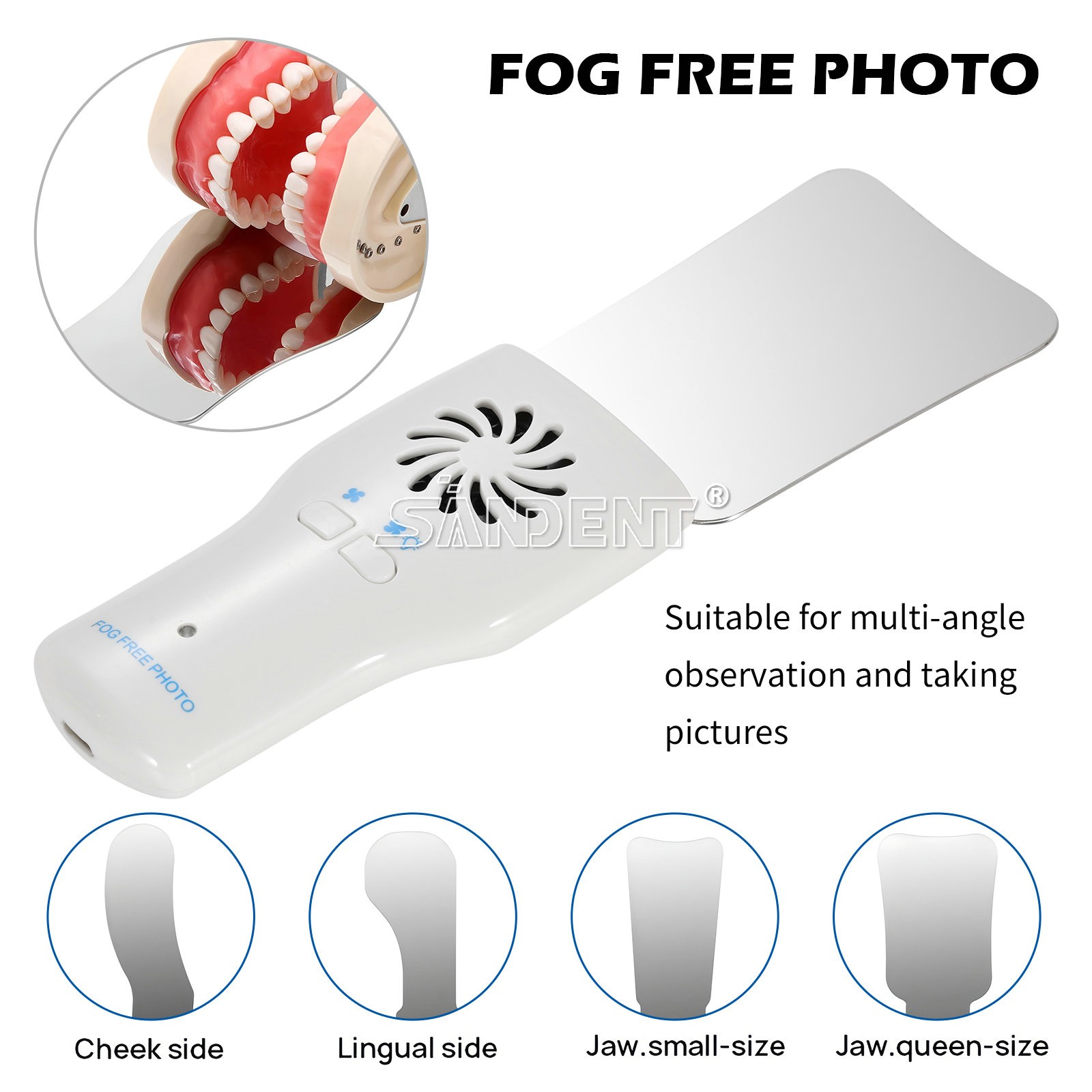 Dental Orthodontic LED Automatic Anti-fog Mirrors for Oral Photography Reflector