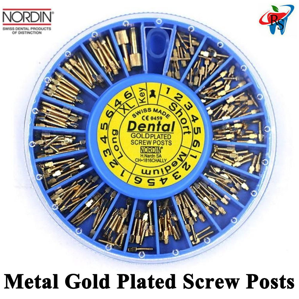 Dental Nordin Metal Gold Plated Screw Posts Ro ot Can al Pins Titanium