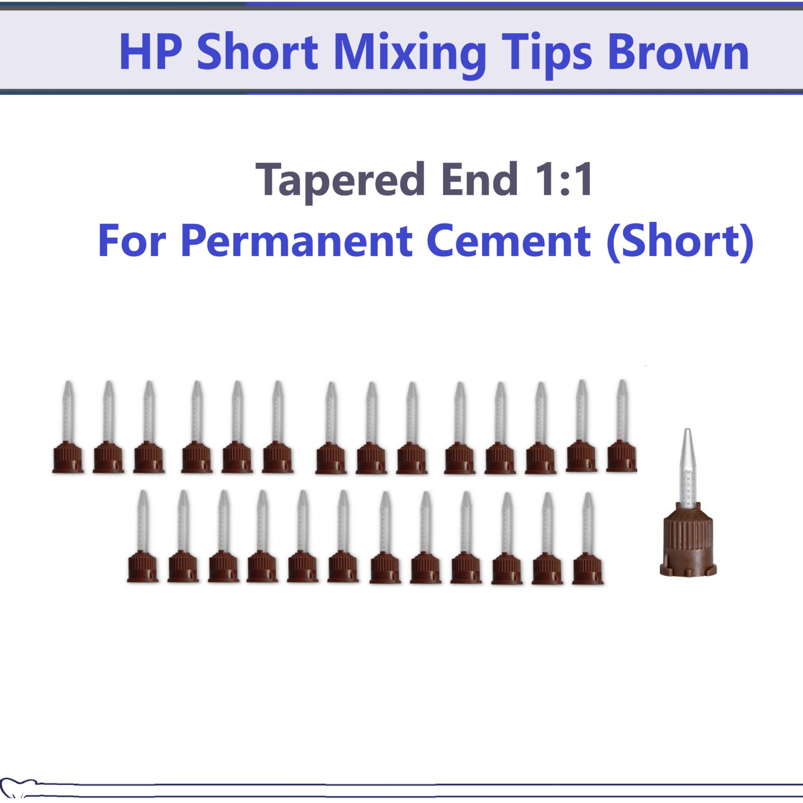 Dental HP Mixing Tips Brown Tapered End 1:1 For Permanent Cement (Short) Brown