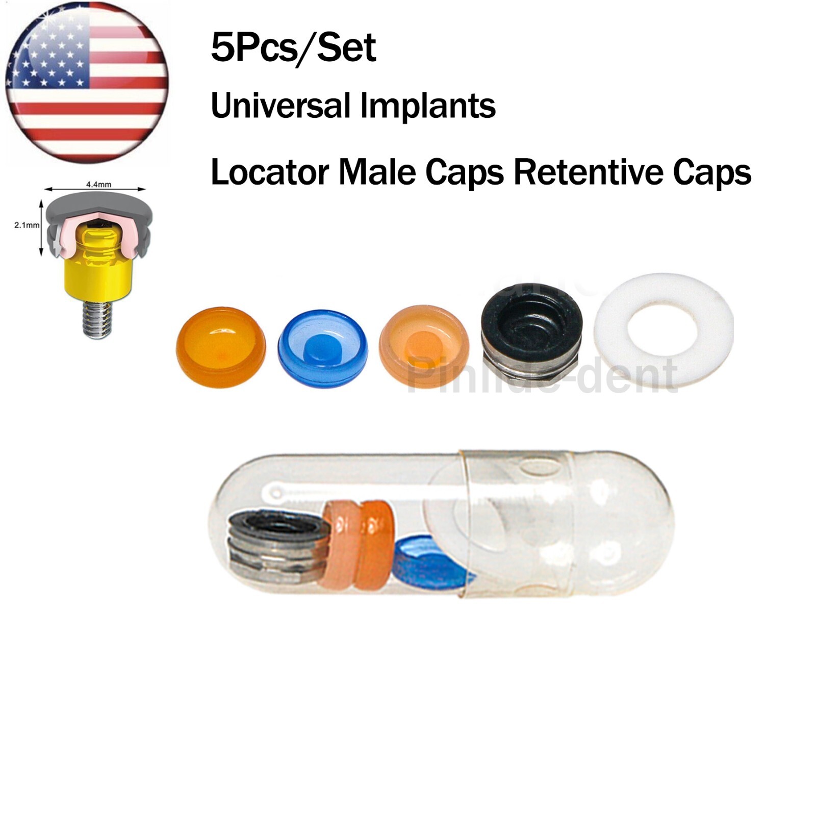 US Universal Implant Retention Caps Set Locat0r Core Insertion Extraction Tool