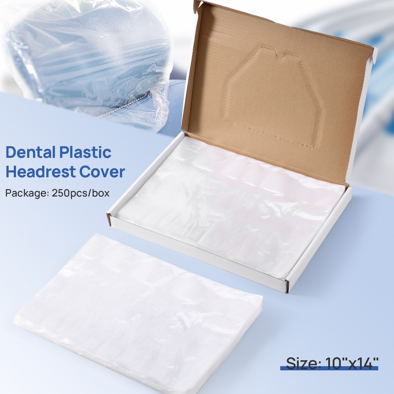 250pcs/box Dental Plastic Headrest Cover 10″x14″ Disposable Chair Head Sleeves
