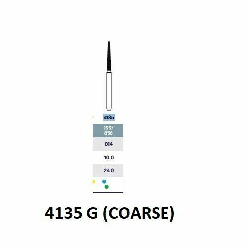 MICRODONT Cone Round End 4135G (COARSE) Diamond Burs 10/pk Made in Brazil