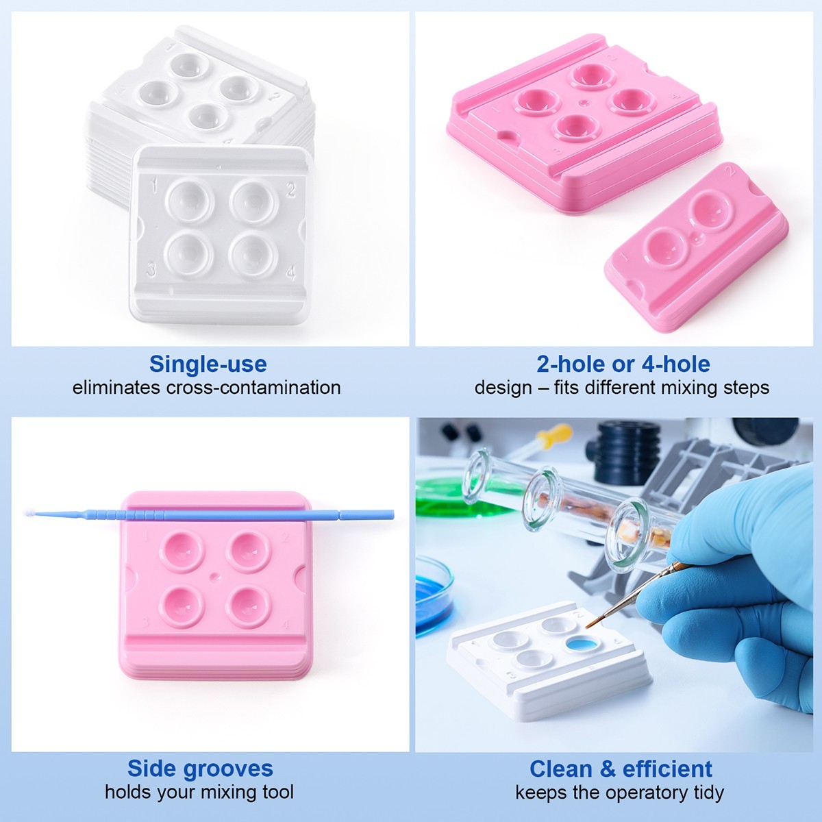 Dental Lab Disposable Mixing Wells Bonding Composite Adhesive 2/4 Holes