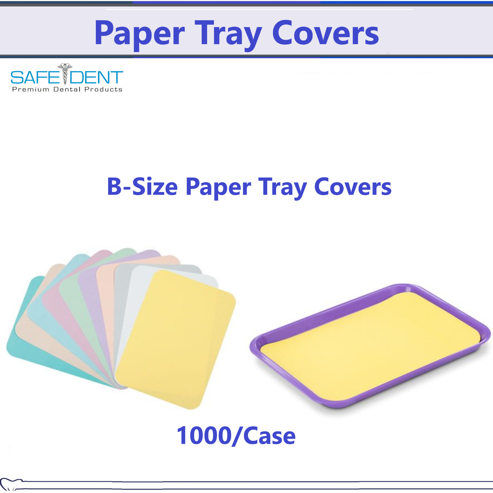 1case, 1000 Pcs, Dental Paper Tray Cover, Size B (12.25″ x 8.5″) – All colors