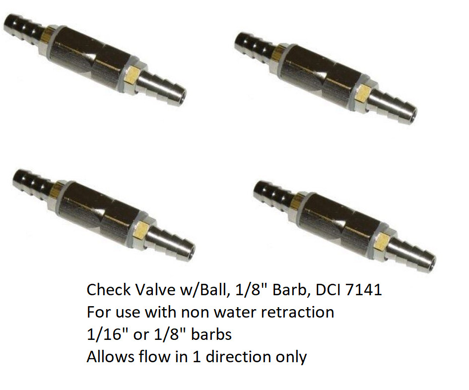 4x Check Valve w/Ball 1/8″ Barb DCI 7141 flow in 1 direction New US seller