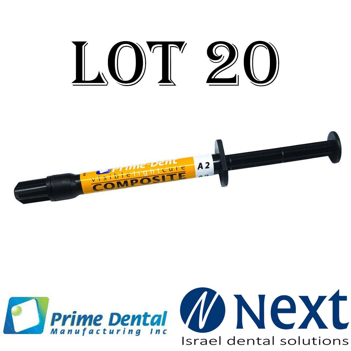 Lot x 20 visible light cure flow flowable filling composite 2 gr A2 Prime dent