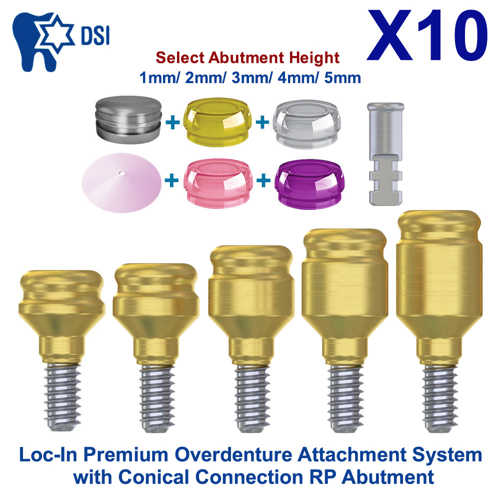 10x Prosthetic KIt Conical Straight Loc In Attachment RP Abutment 4 Caps Analog