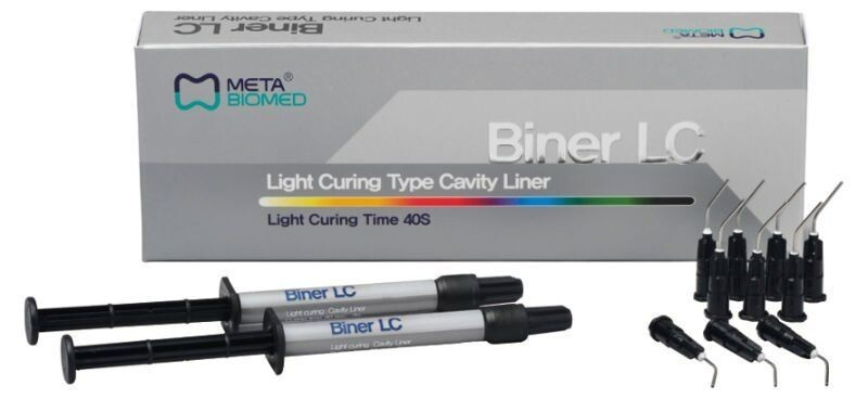 5 x Dental BINER LC Light Curing Type Cavity Liner 2 x 2gm Syringe Pack by META