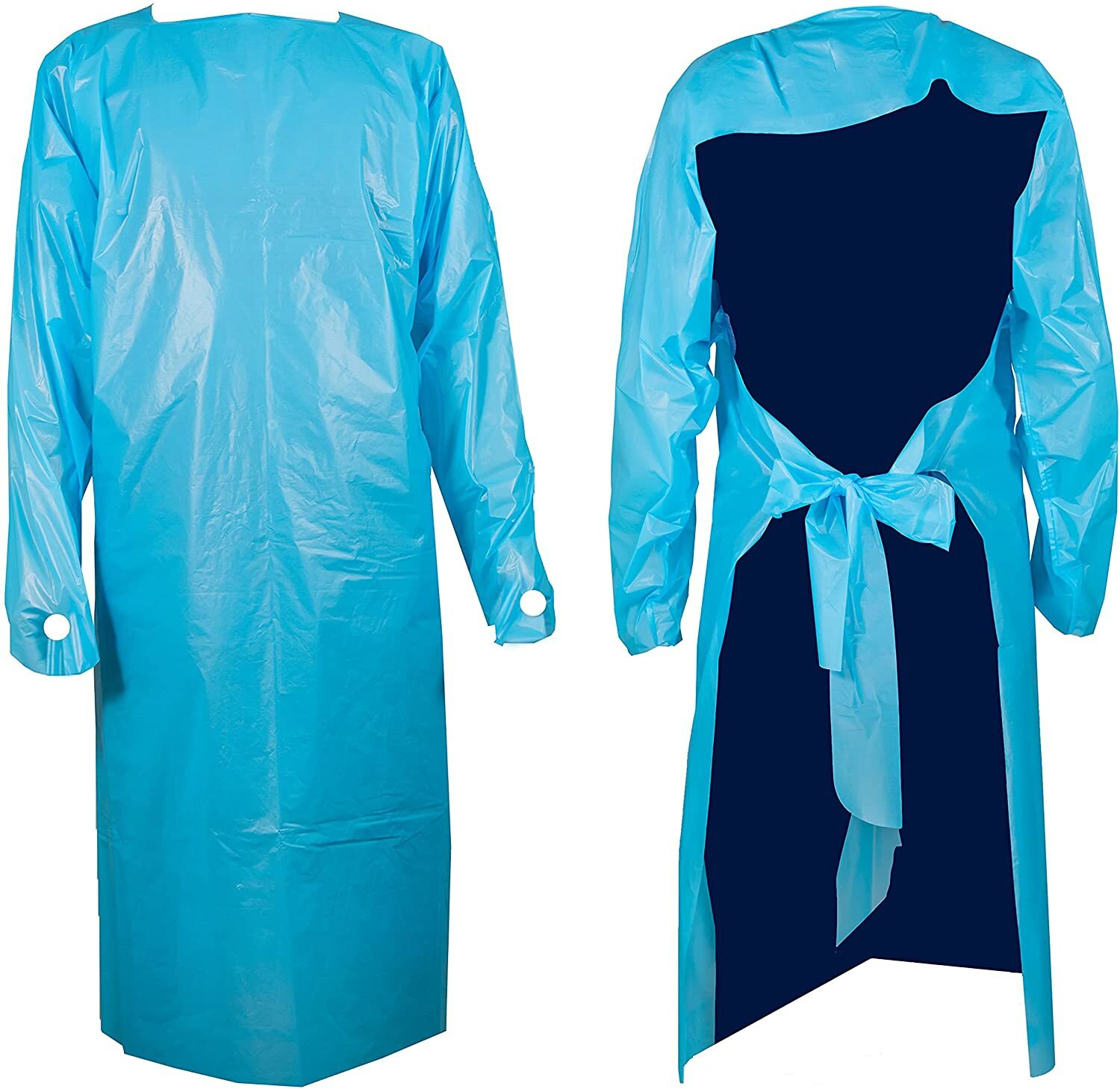 Disposable CPE 35 GSM Gown, Polyethylene Medical Isolation Gowns with Thumb-loop