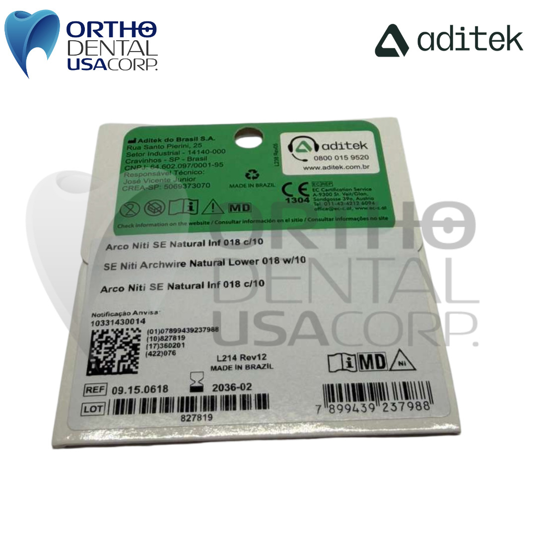 Orthodontic super elastic Niti Archwire Natural form Lower 0.18 pack x 10 USA