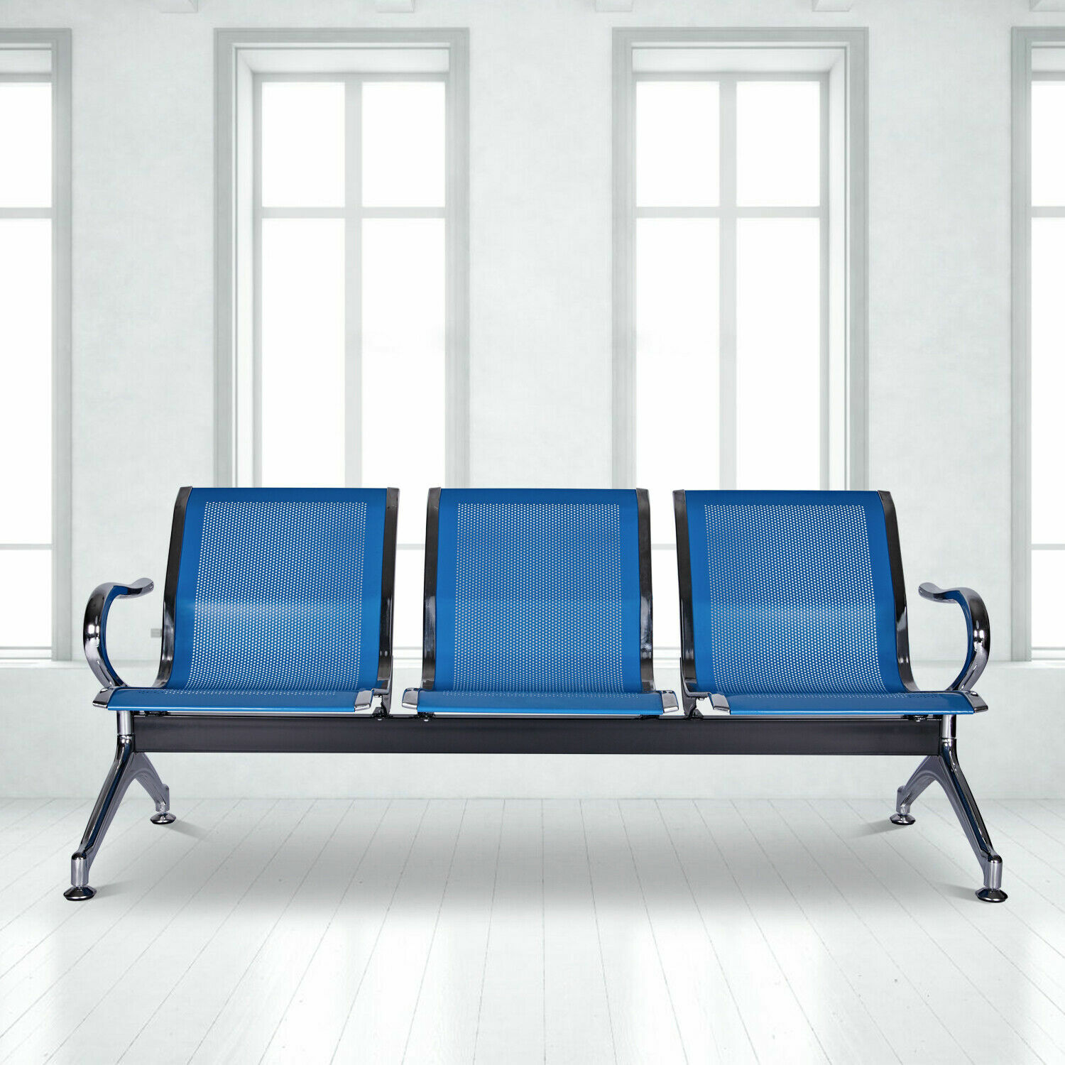 DENTAL MEDICAL RECEPTION WAITING ROOM OFFICE CHAIRS ALUMINUM 3 SEAT BENCH