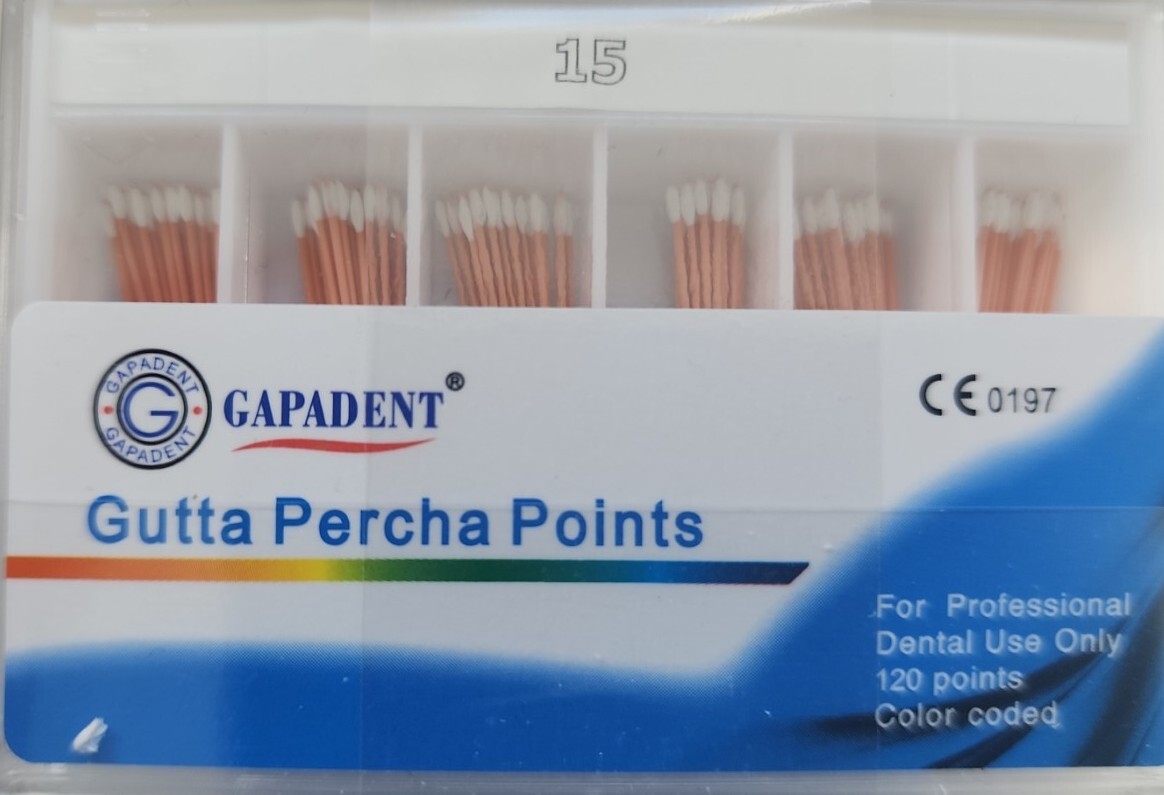 Gapadent Gutta Percha Points Size 15 Box of 120 Dental