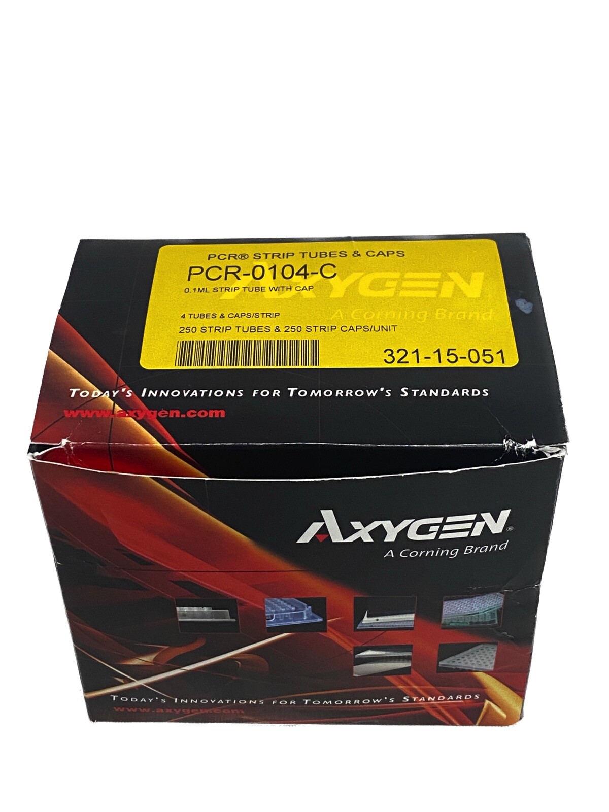(250/Pk) CORNING AXYGEN 0.1mL Clear PCR Strip Tubes And Caps PCR-0104-C