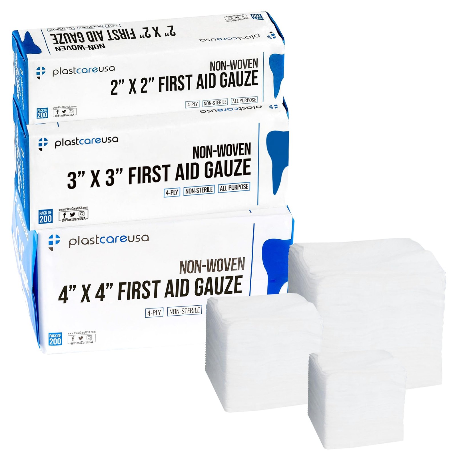 600 Pack Assorted Medical Gauze Pads Sizes: 2×2, 3×3, 4×4 Inch