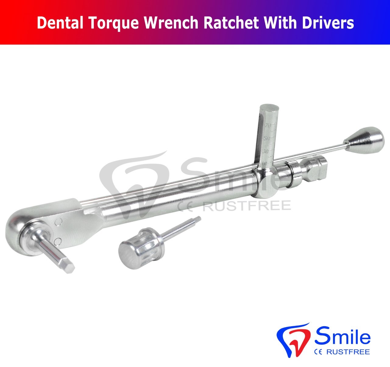 Dental Implant Torque Wrench Ratchet dental Instrument 10-70 NCM With Drivers