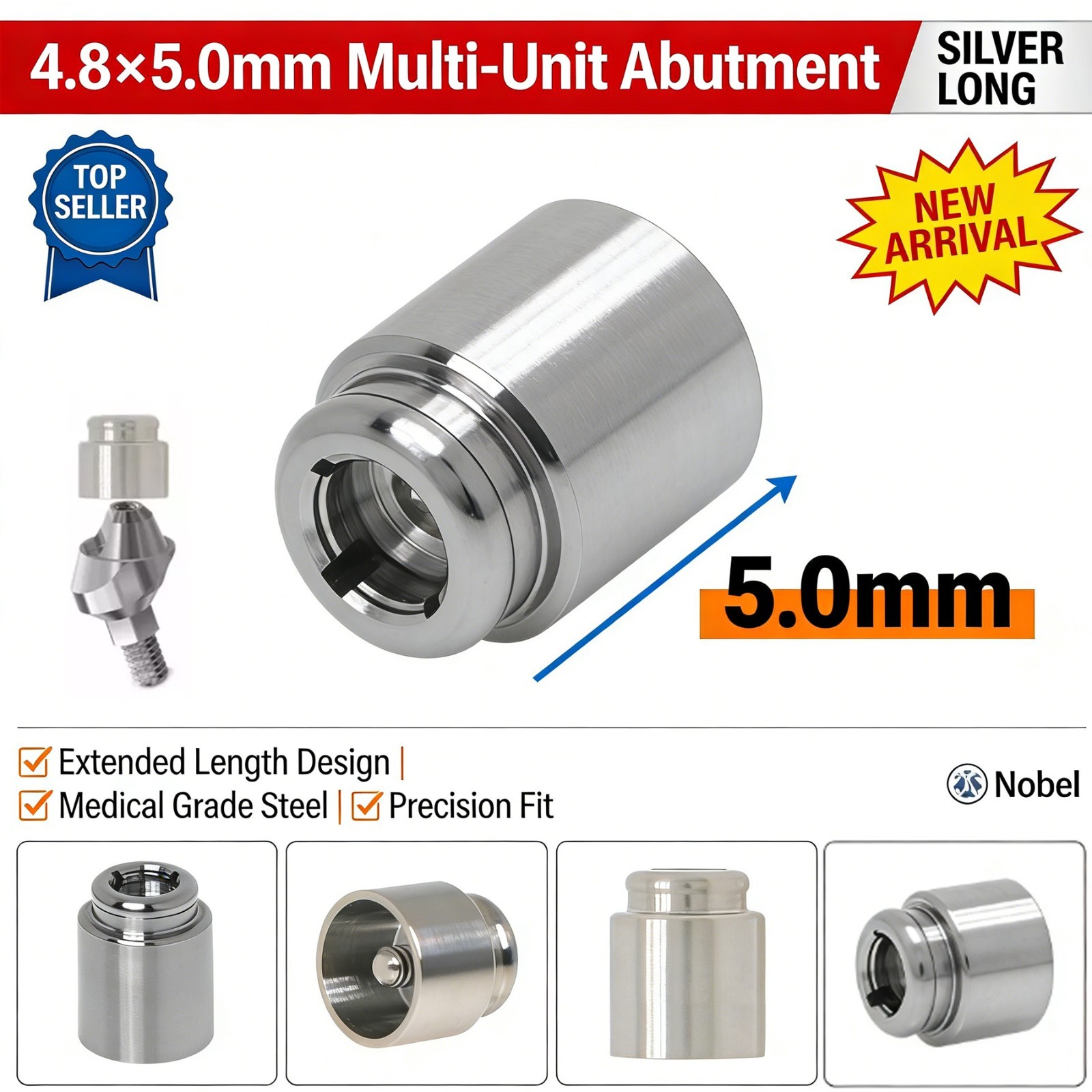 Locator Attachment System for Multi-Unit 4.8 Abutments for Nobel Overdenture