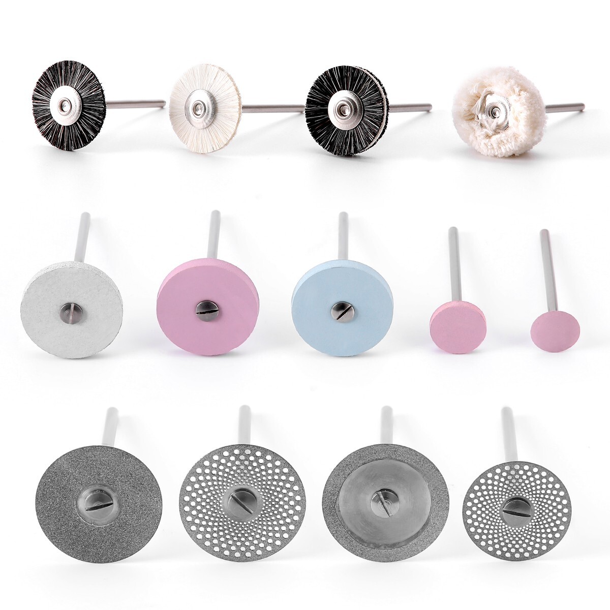 Dental Diamond Burs Polishing Brushes HP Polishers Stone Silicon Wheel Discs Kit