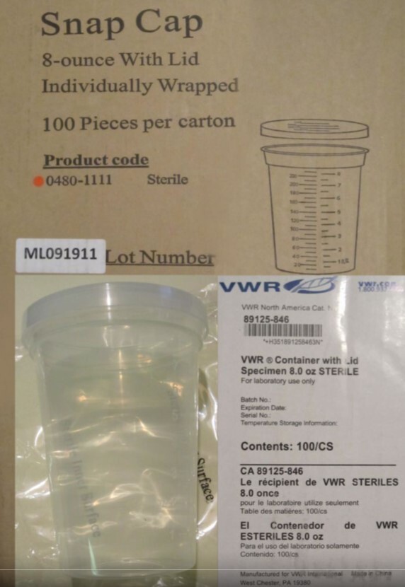 8oz Specimen Containers, PP, Sterile, Individually Wrapped