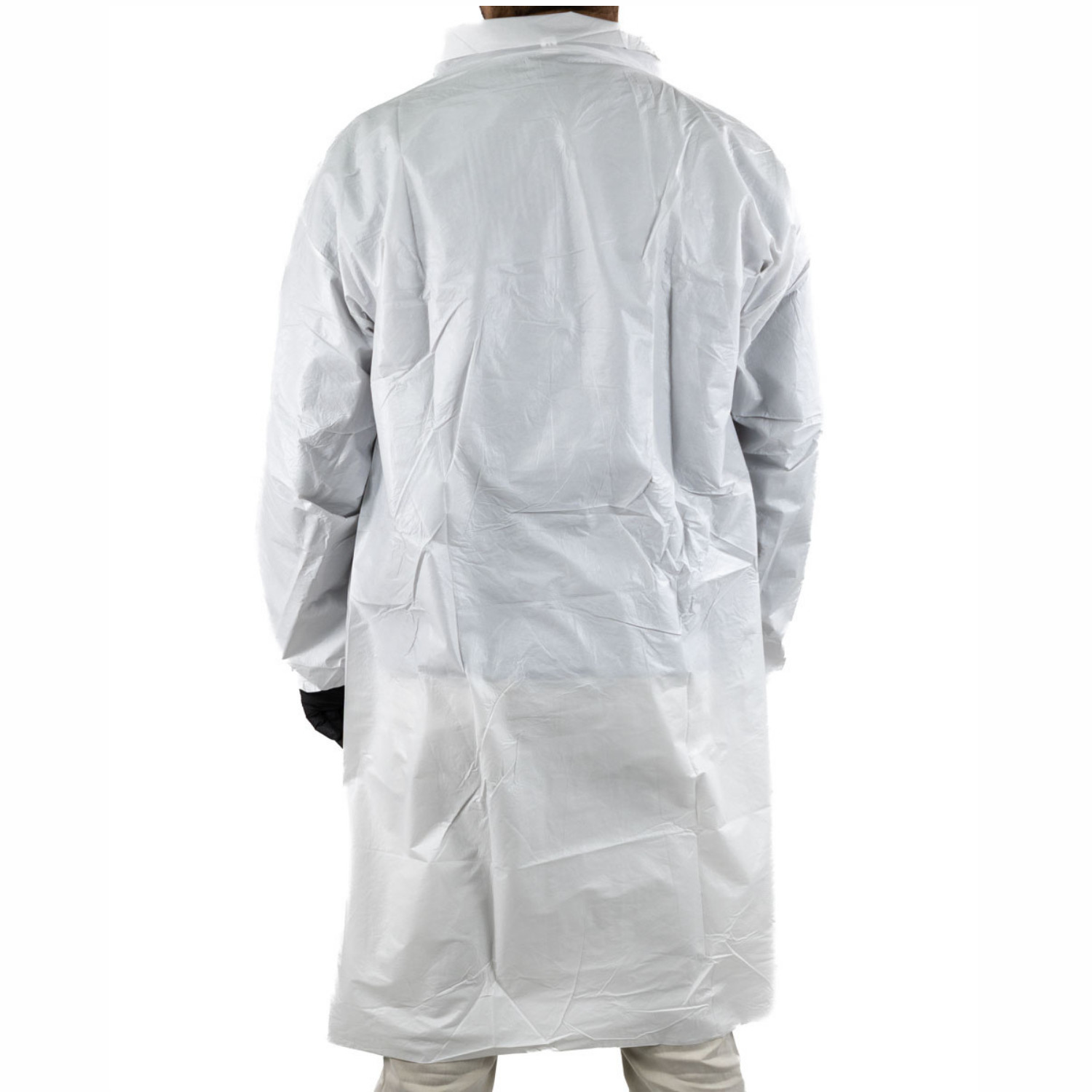 25-50 Microporous 50G White Medical Disposable Lab Coat Elastic Wrists No Pocket