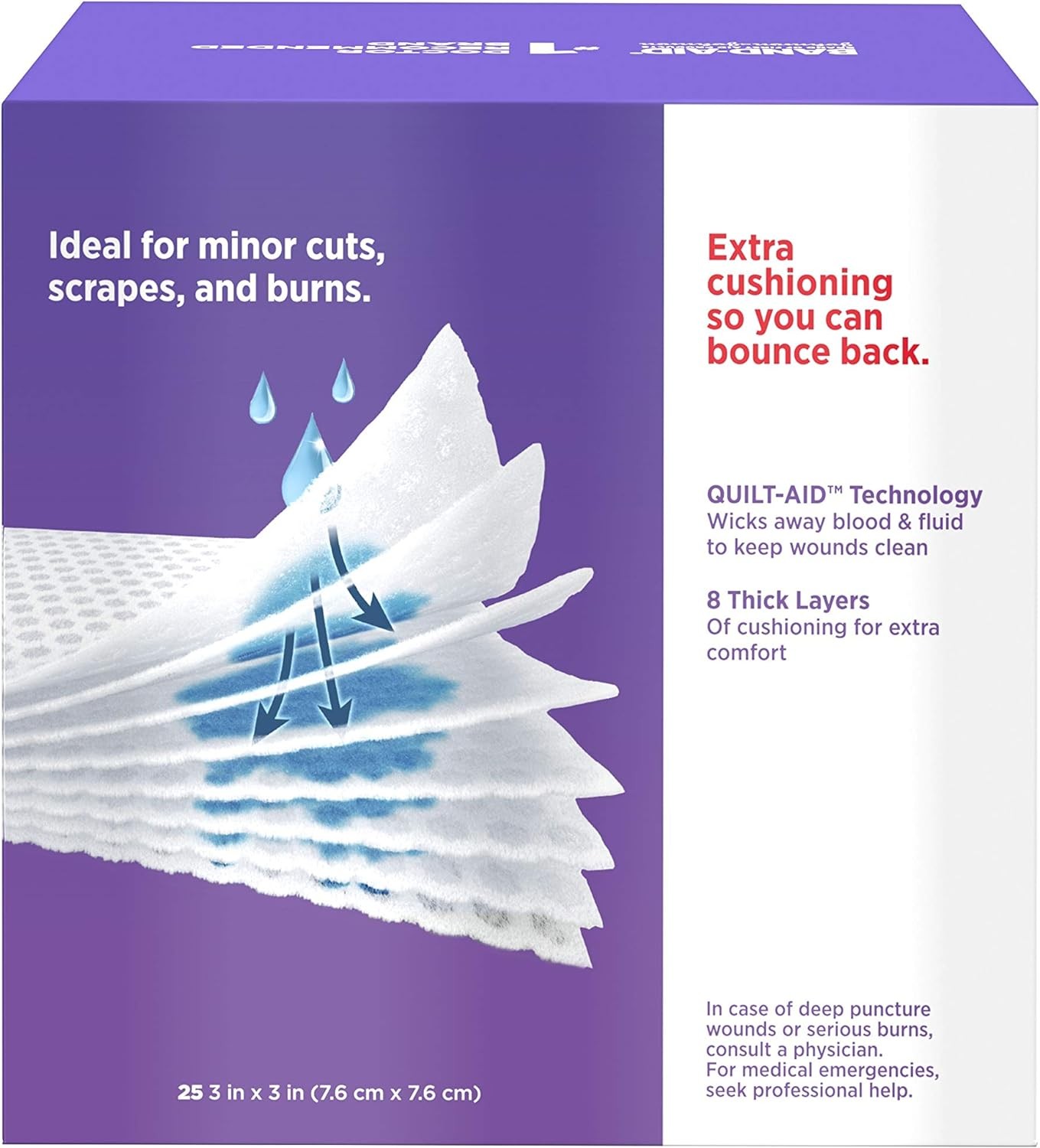 Band-Aid Brand Medium Gauze Pads, 3×3 Inch (Pack of 25)
