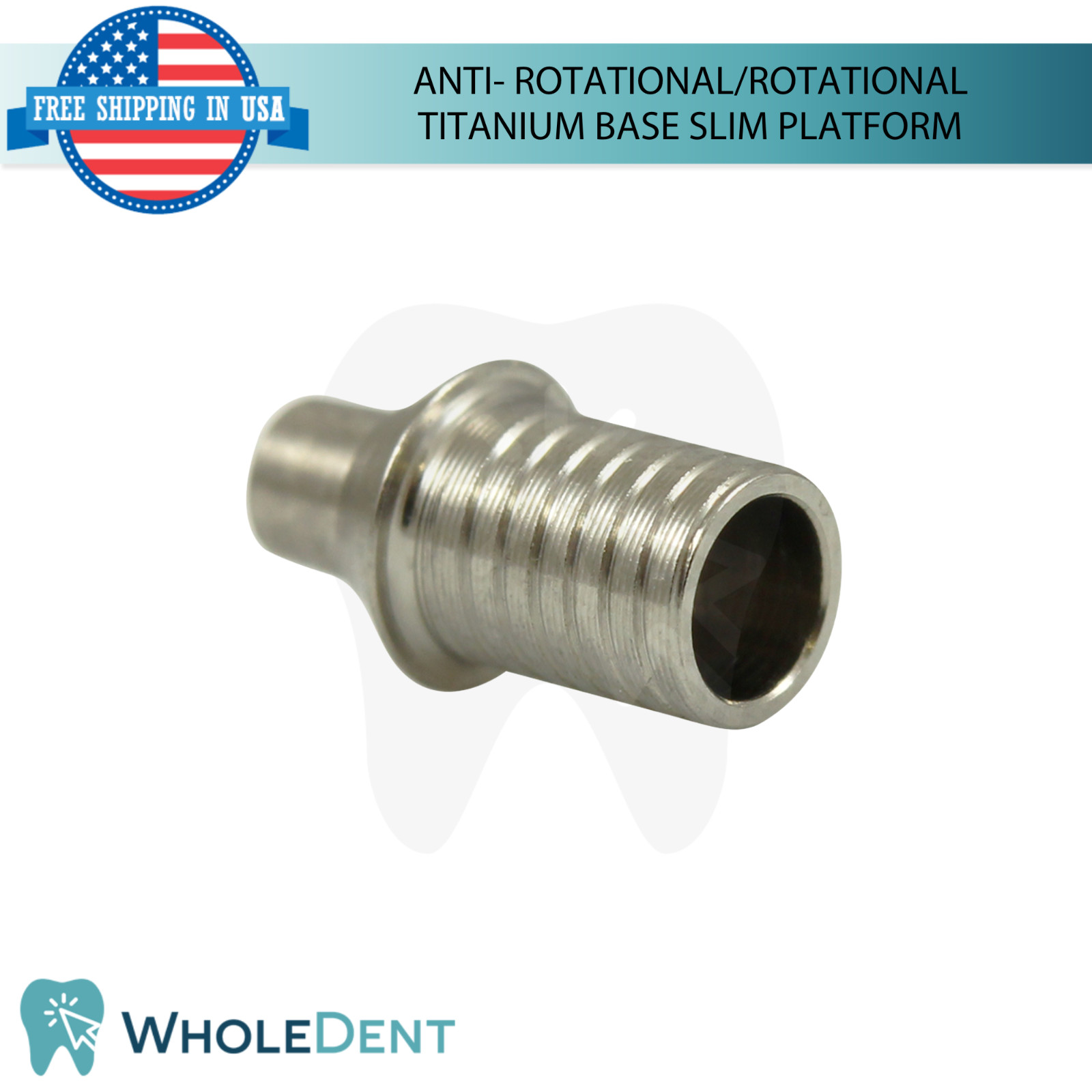 5x Dental Anti-Rotational / Rotational Titanium Base Slim Platform Int Hex 2mm