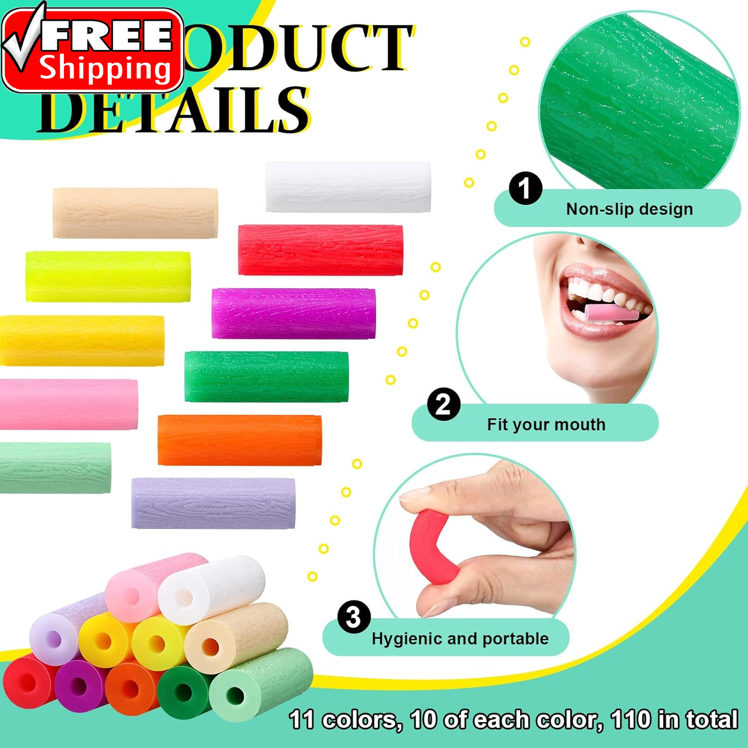 110 Pcs Aligner Chew for Aligner Tray Seaters Silicone Chompers Teeth Dental Inv