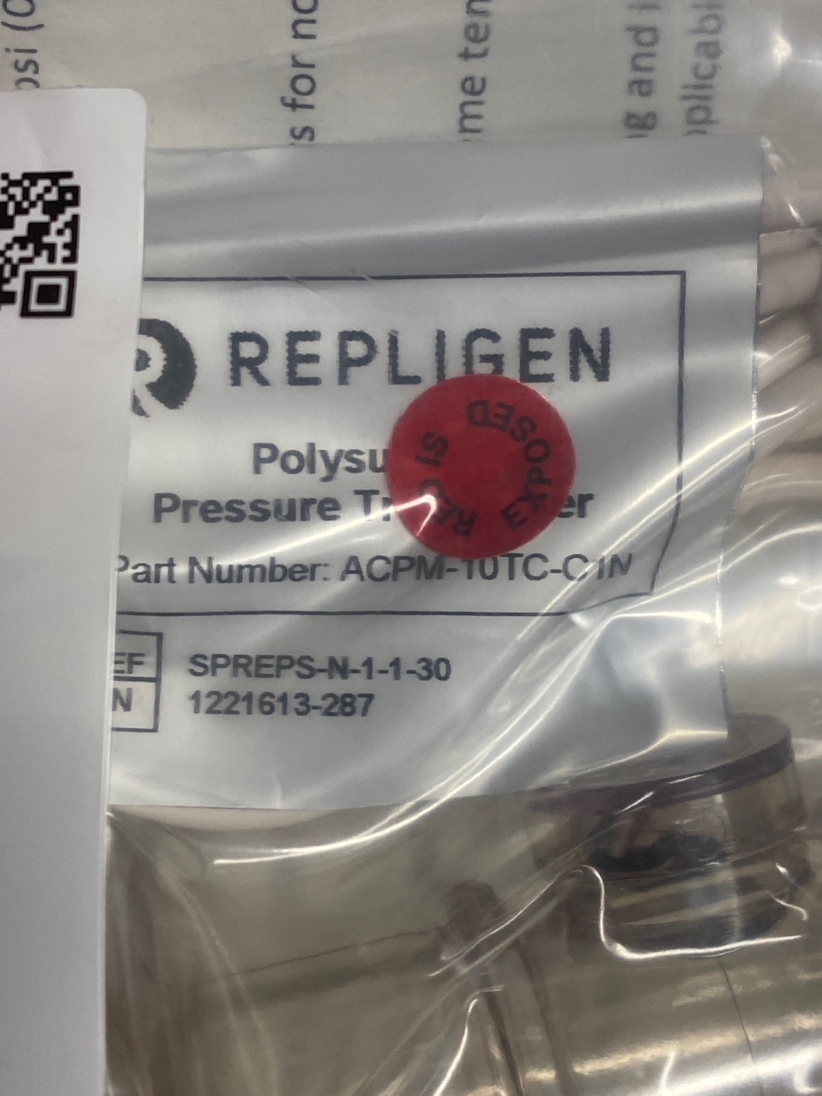 REPLIGEN Disposable Polysulfone Pressure Transducer 1” TC ACPM-10TC-C1S
