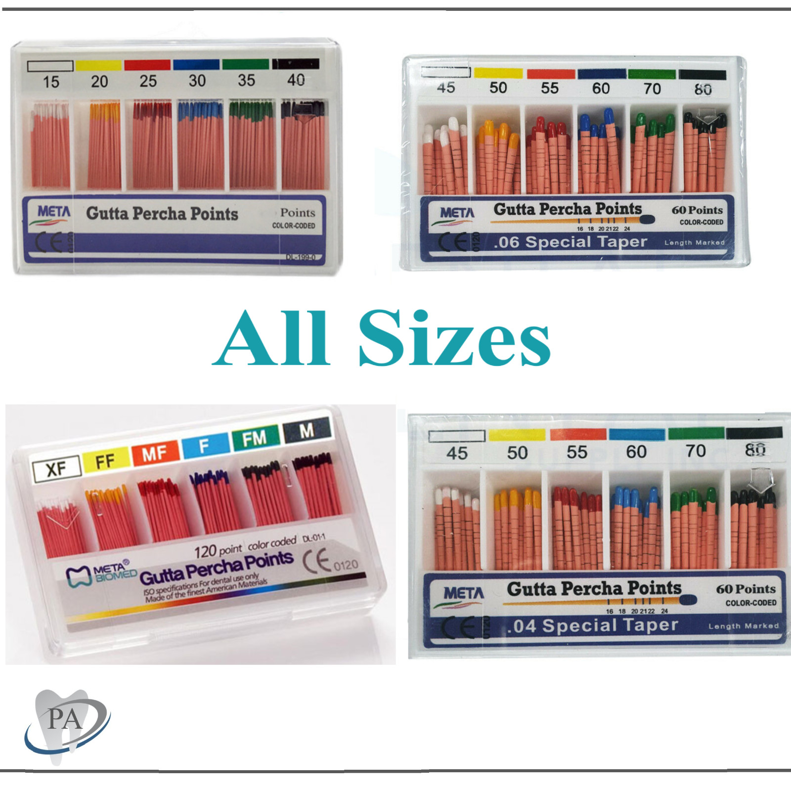 Dental GUTTA PERCHA POINTS # 10 15 20 35 40 55 60 45/80 Fine Medium Fine 120/Pk