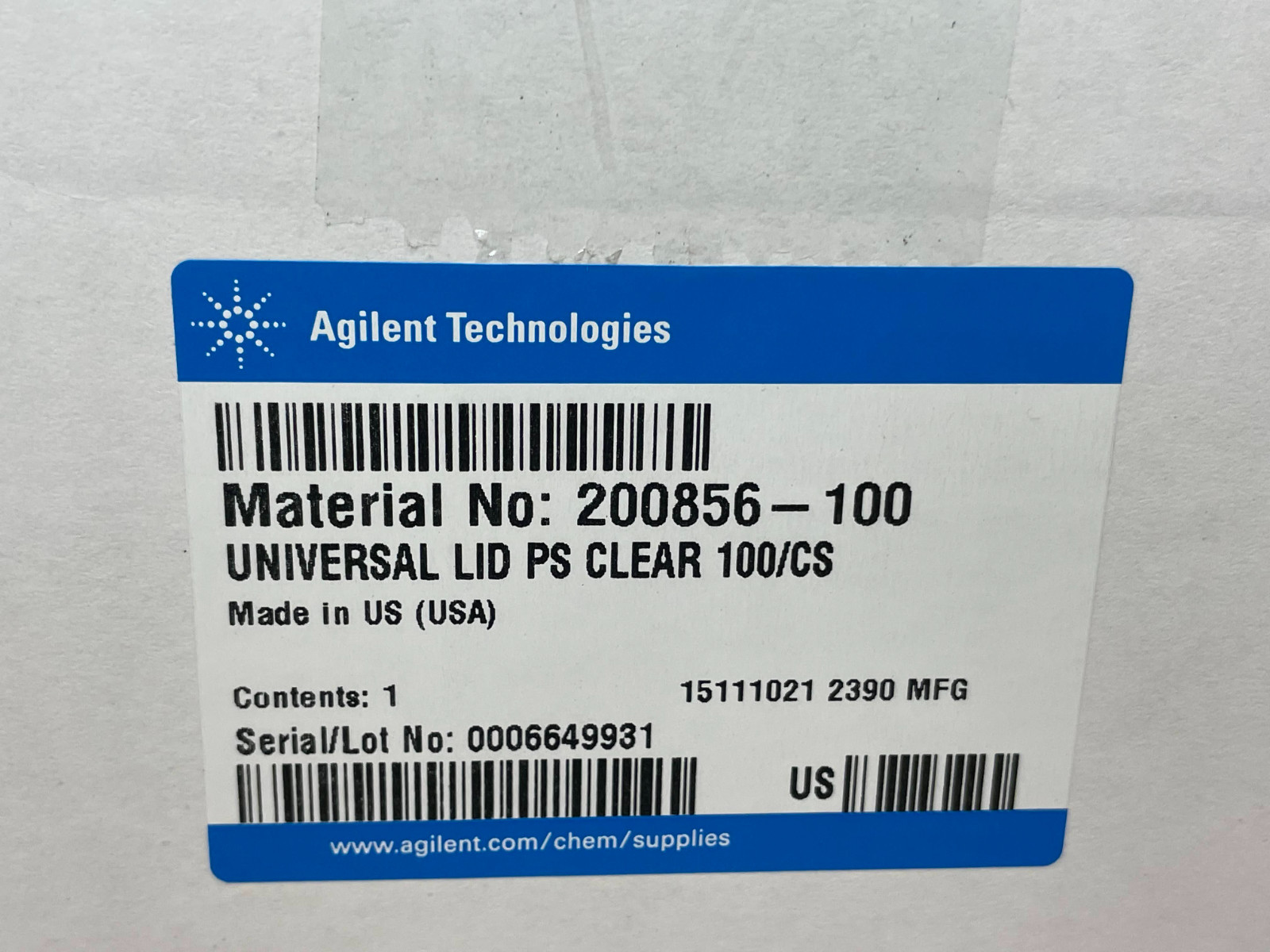 Agilent Clear Universal Polystyrene Microplate Lid Seahorse, Case of 100