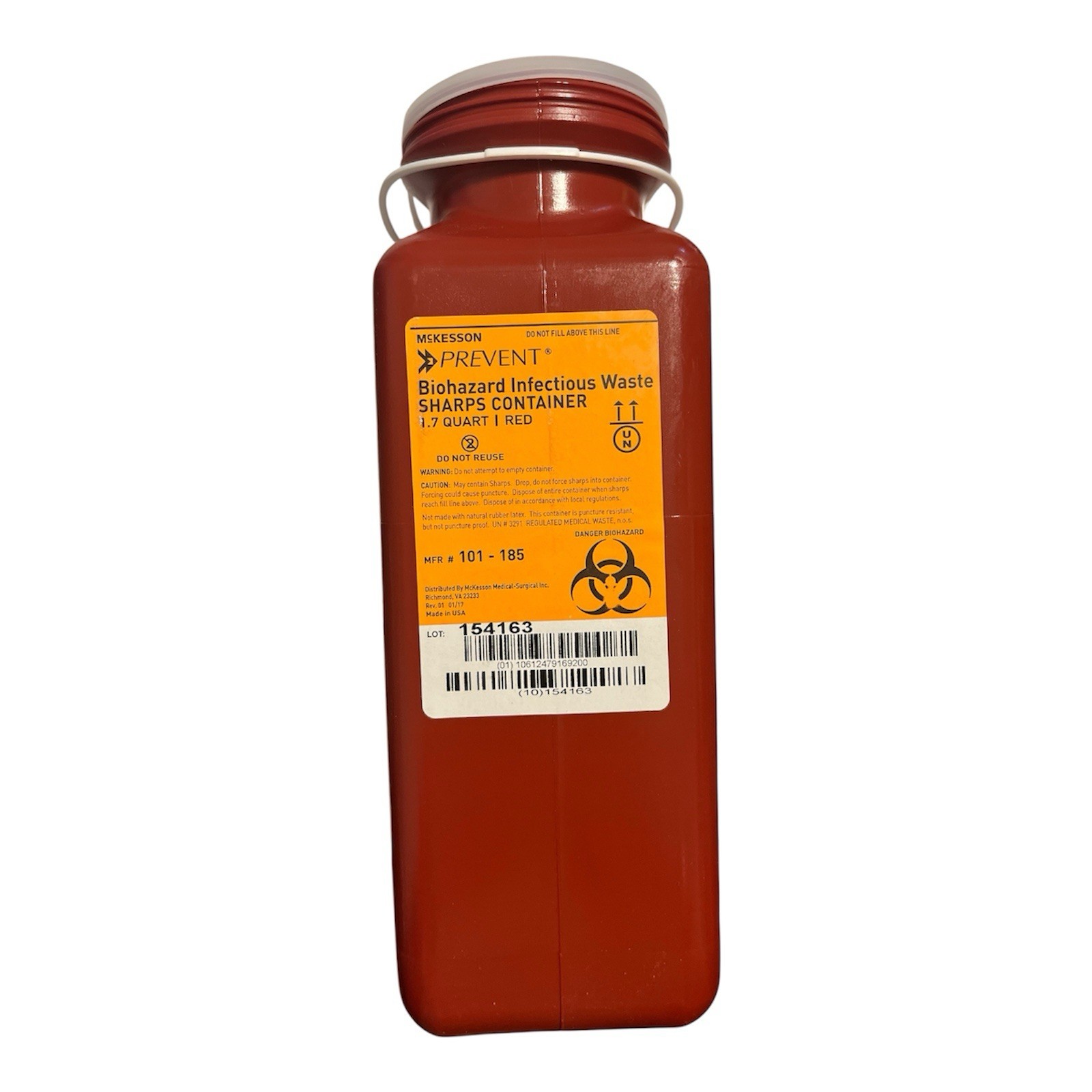 New Sharps Container McKesson Prevent Medical 1.7 Quart, Red, LOT OF 5