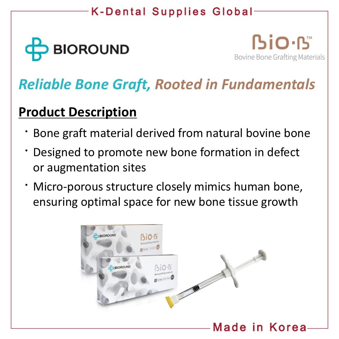 BIO-B Bovine Bone Grafting Material Vial Small/Large Particle Size Weight 5 type