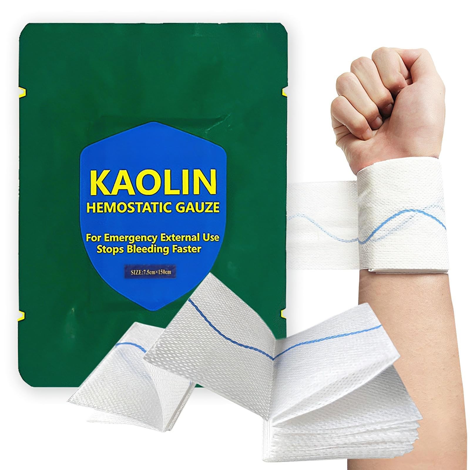 Hemostatic Gauze for Quick Clot Trauma Kit – 3″ x 5′ x 5 feet, White