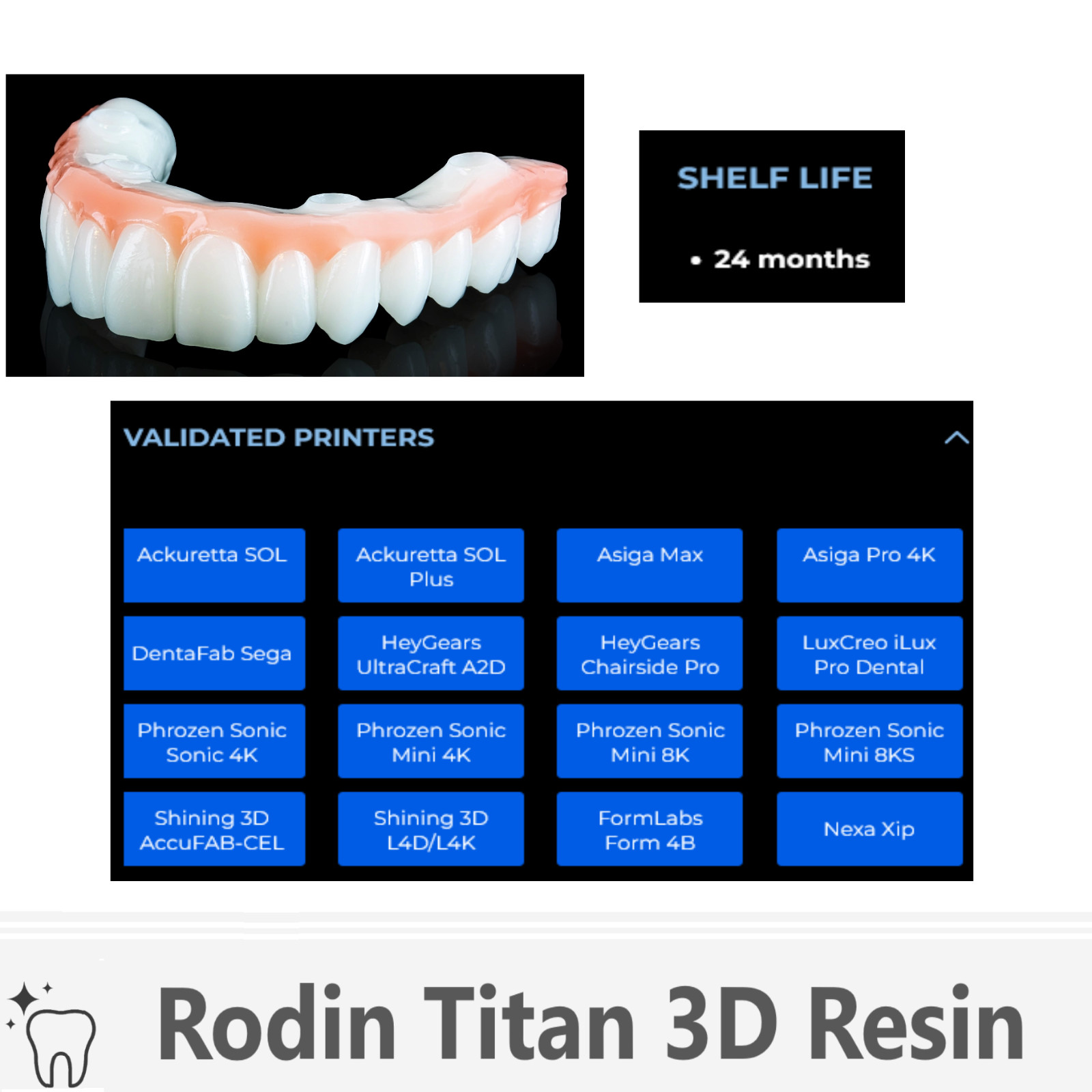 Dental 3D Resin Rodin Titan Ceramic Nanohybrid, 0M1, 0M3, A1, A2, A3, B1, C2
