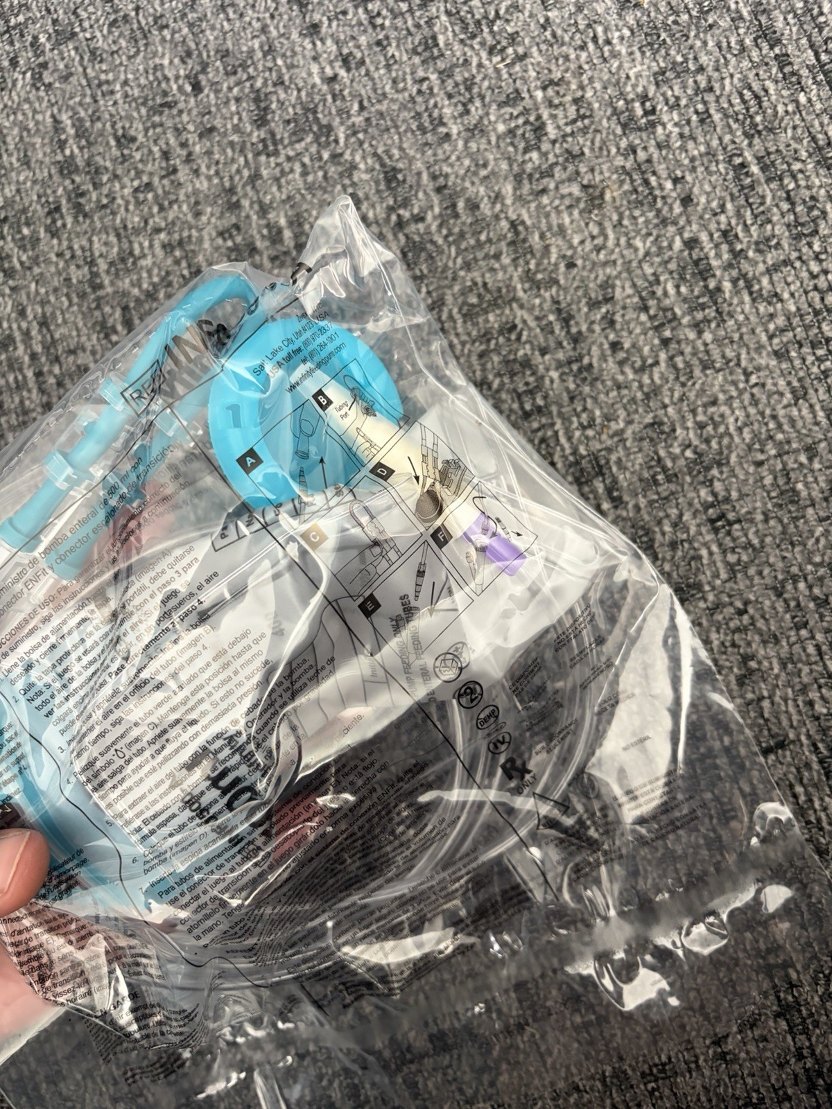 Moog EnteraLite Infinity 500mL Enteral Pump Delivery Set ENFit INF0500-A 30pk