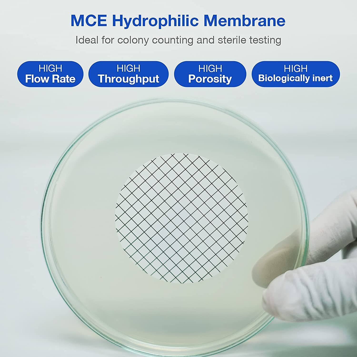 Simpure MCE Gridded Membrane Filter 47mm 0.45μm Sterile Mix Cellulose Ester
