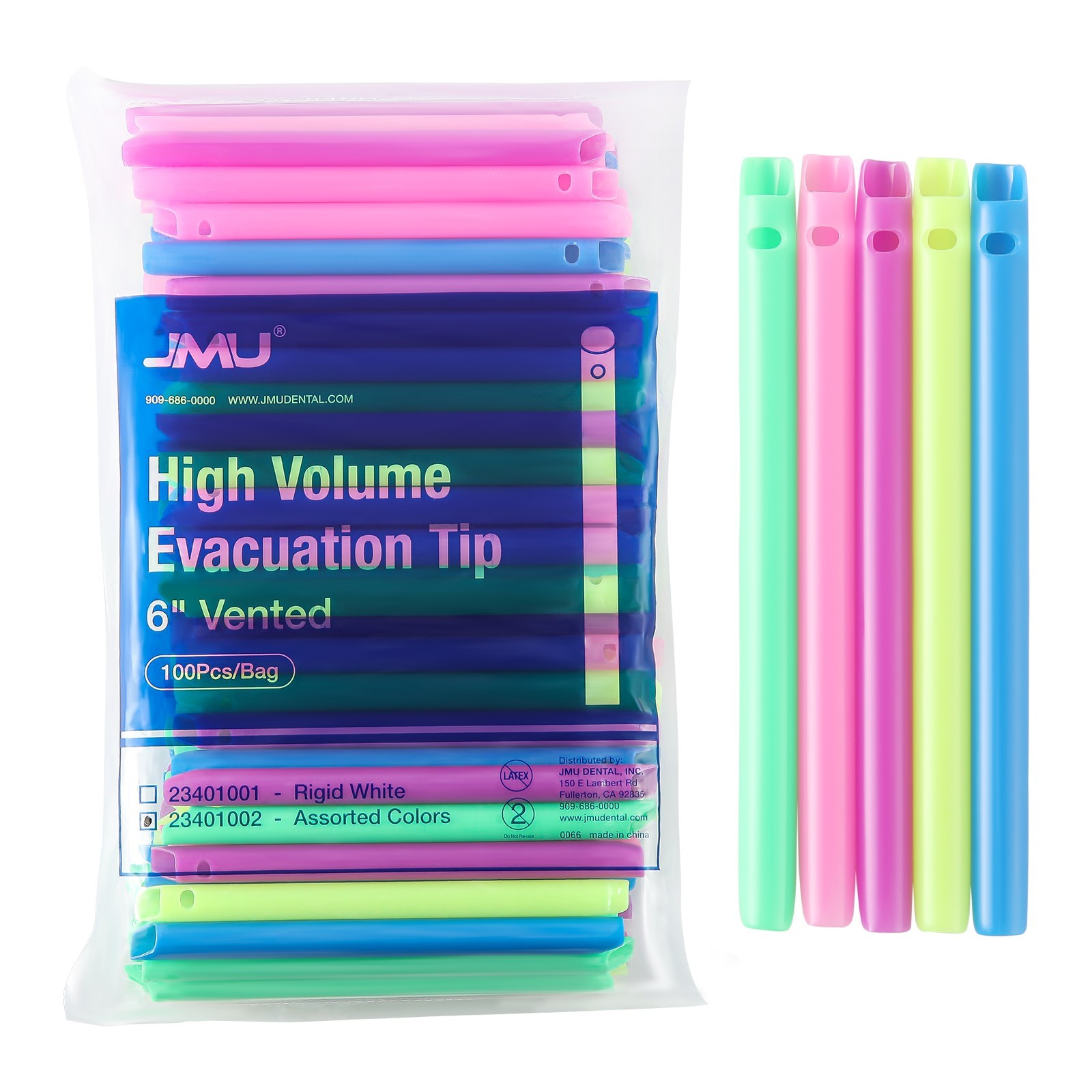 JMU Dental Vented High Volume Evacuation Disposable HVE Tips 100Pcs/Pk