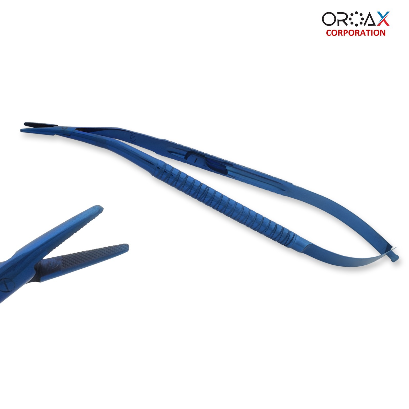 30 Angled Micro Needle Holder TC 17cm- Blue Titainum Coted Ophthalmic Surgery