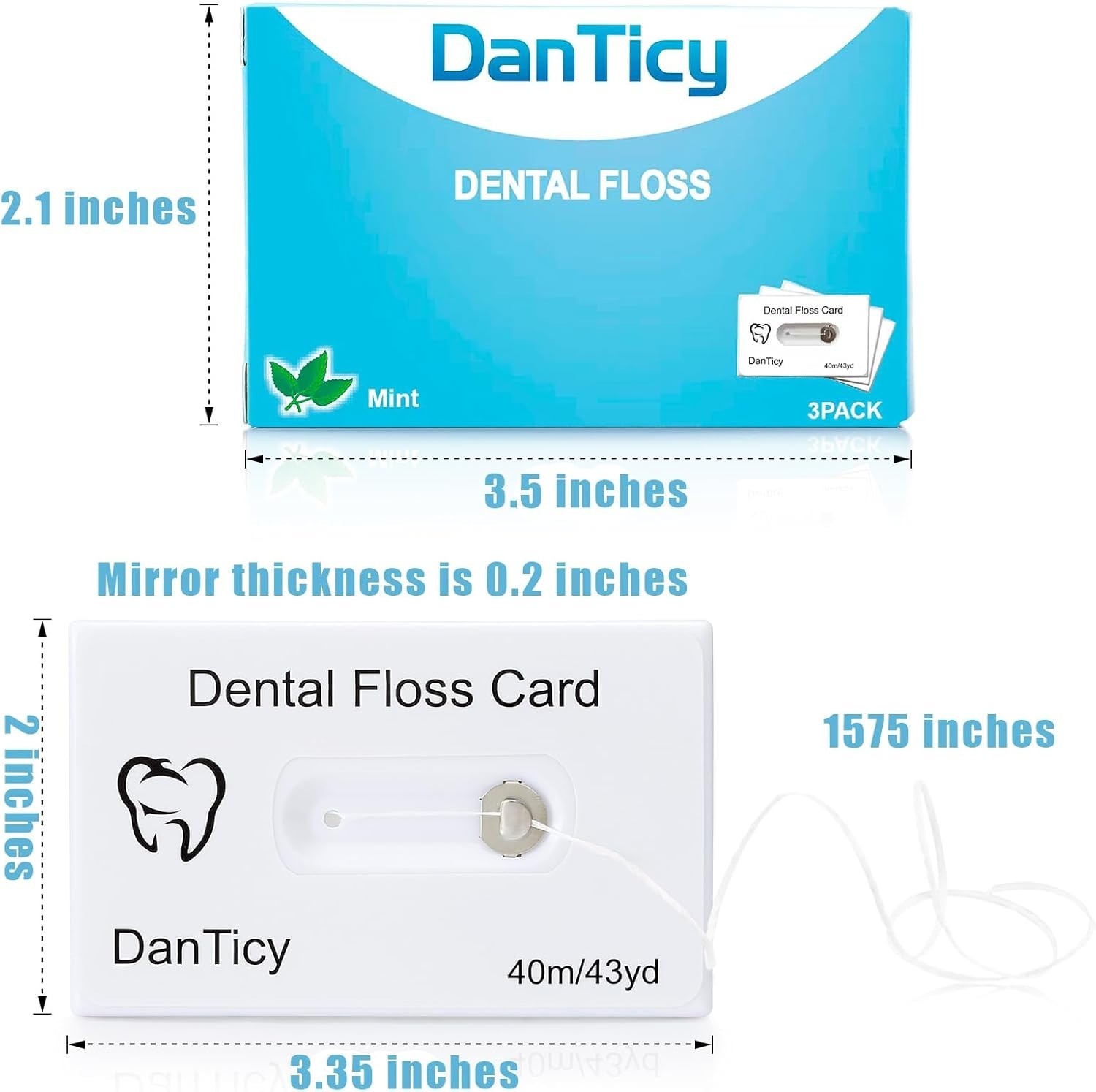Dental Floss Deep Clean Waxed in a Credit Card 129 Foot (Pack of 3)