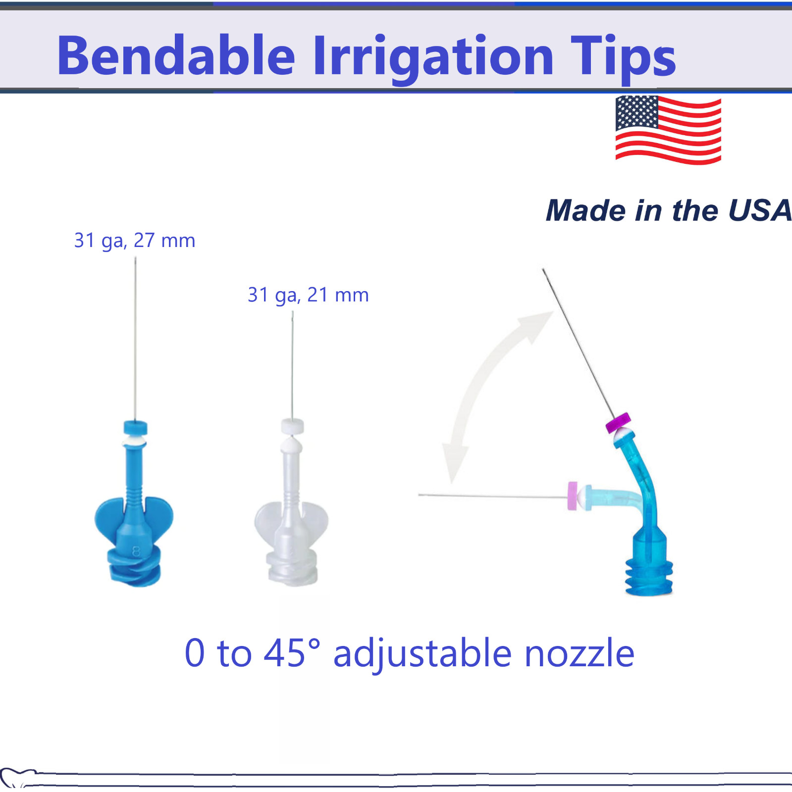 Dental MICRO CAPILLARY ORAL Tips Endo 45 Degree Bendable Tips, 25/Pk, USA