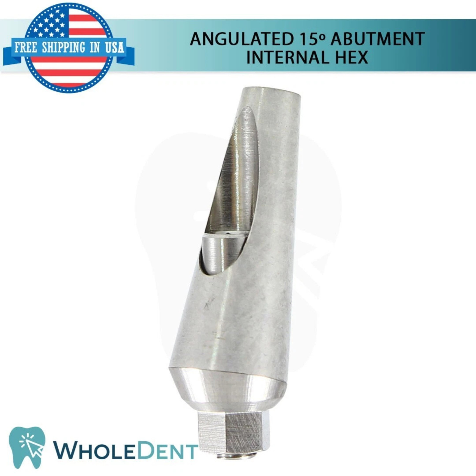 1x Dental Titanium 15º Angulated Prosthetic Ø4.5mm Int Hex 2.42mm Connection