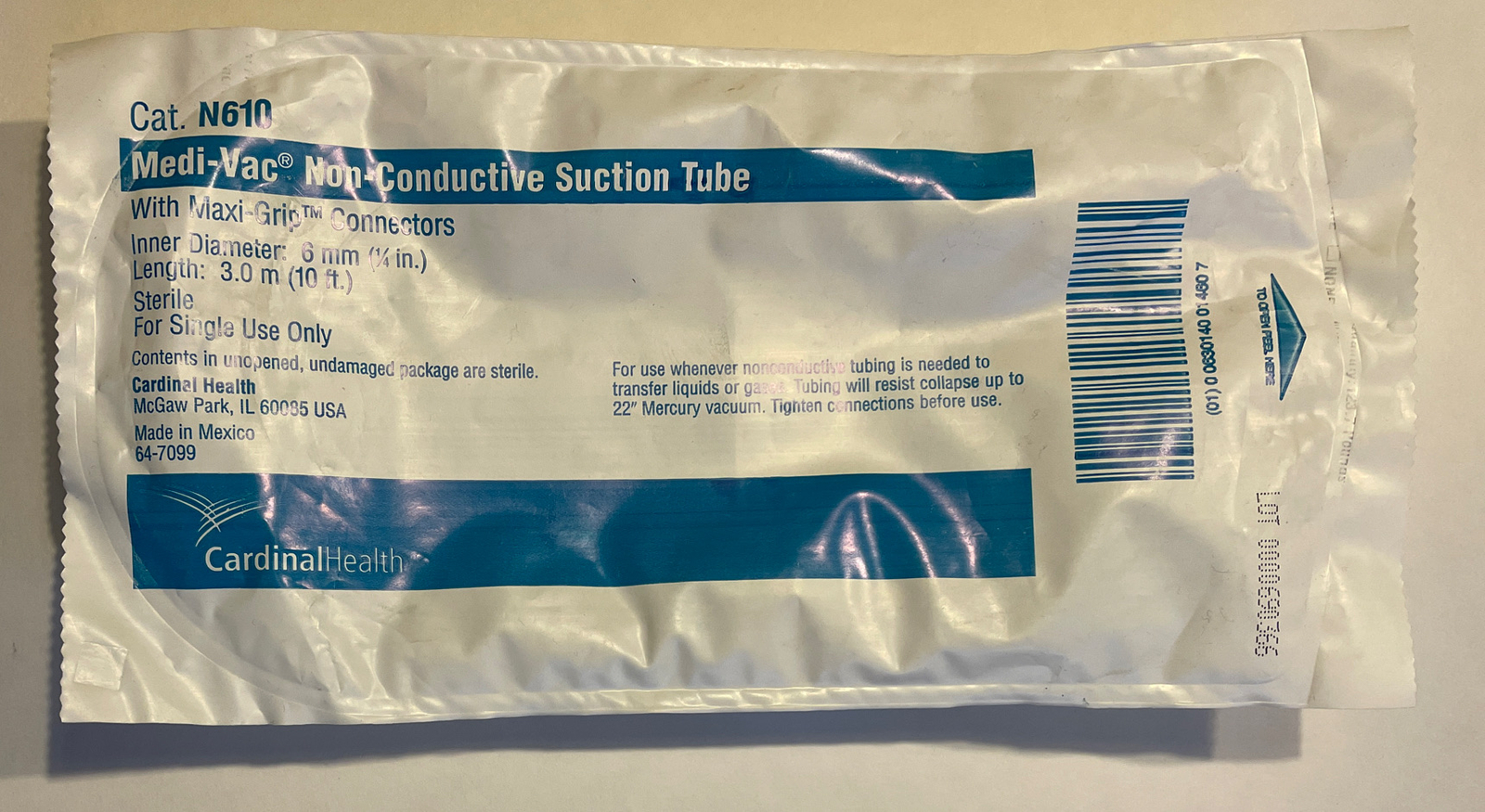 Cardinal Health Medi-Vac Non-Conductive Suction Tube N610 **New**