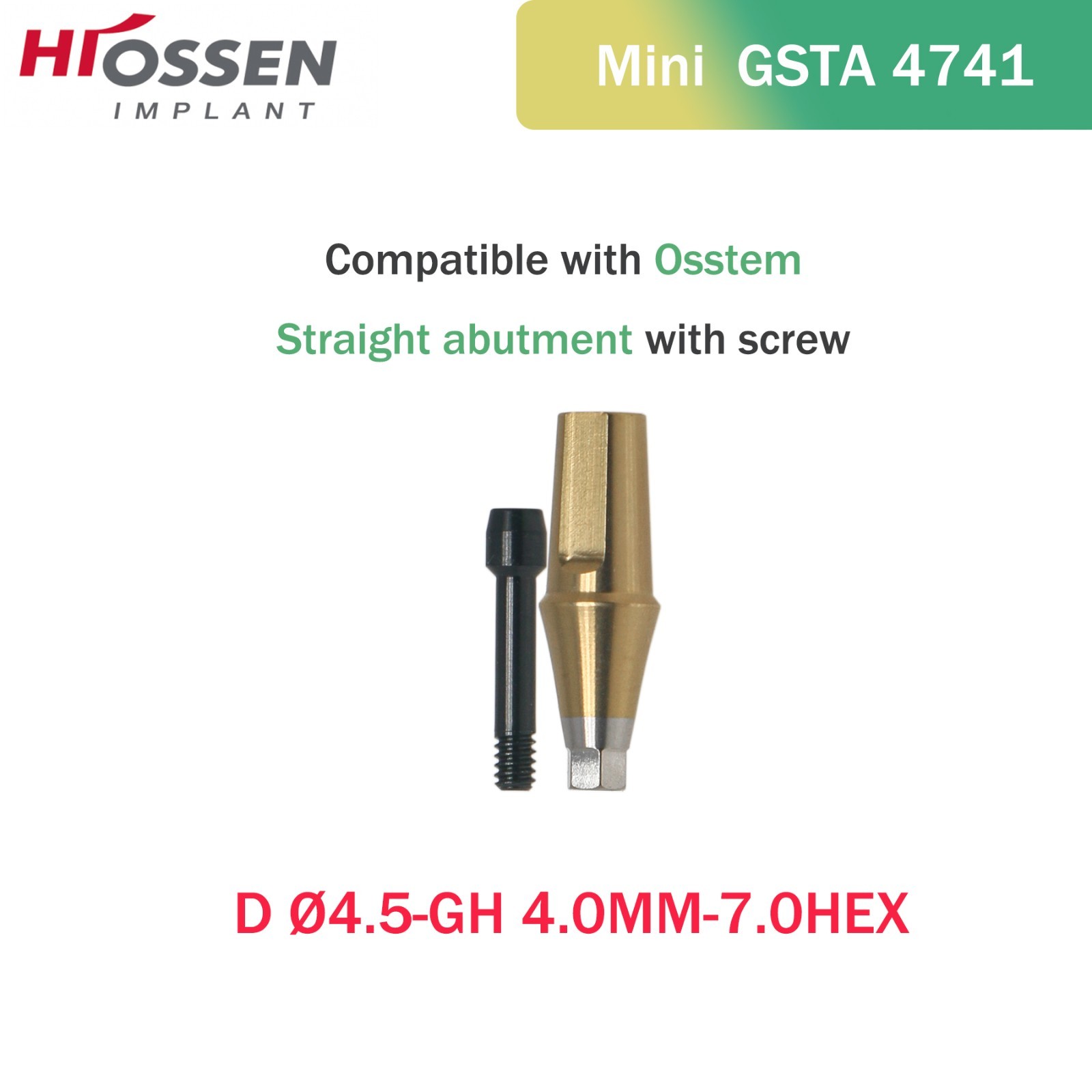 Hiossen ET III MINI Regular Hex Straight Transfer Abutment Implant 4.5/5.0/6.0mm