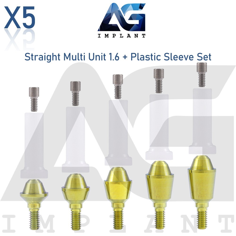 5 Straight Multi Unit 1.6 Prosthetic System Abutment Set Plastic Hexagon 2.42mm